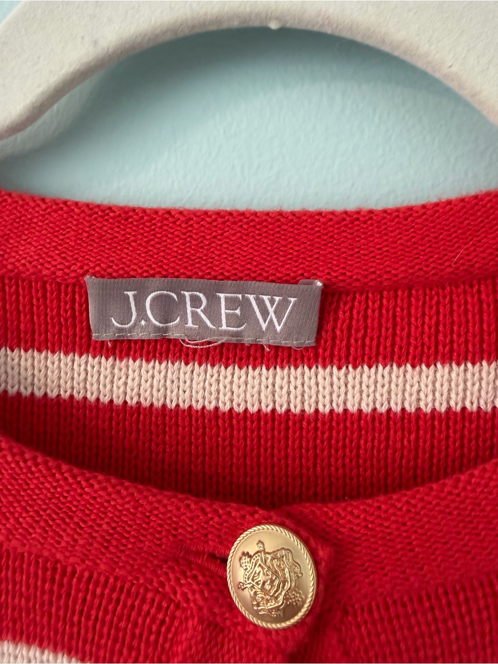 J.Crew Orange & Cream Striped Button Cardigan - Picture 2 of 2